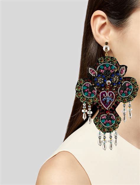 gucci chandelier earrings|Gucci embroidered earrings.